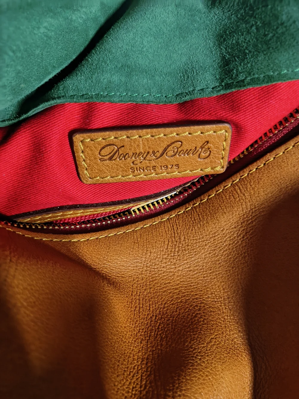 Dooney and Bourke Florentine Large Leather Satchel Handbag in Cognac Brown